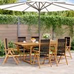 vidaXL 7-delige Tuinset polypropeen en massief hout zwart, Verzenden, Nieuw, Tuinset