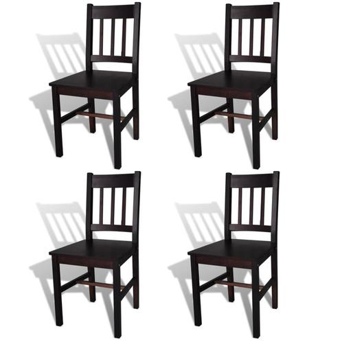 Eetkamerstoelen Massief Hout (4) | Retour Deal | Duurzaam, Huis en Inrichting, Stoelen, Bruin, Vier, Nieuw, Hout, Verzenden