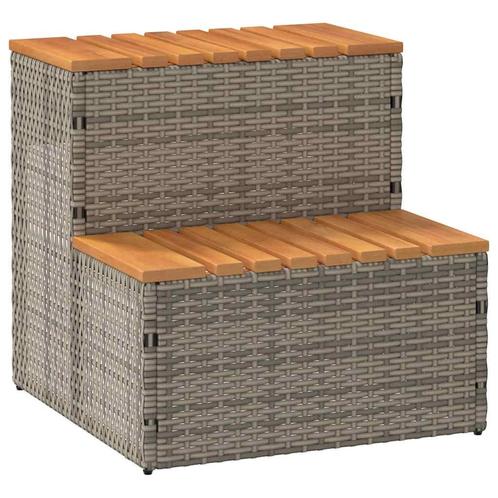 vidaXL Hottub-opstap 50x50x50,5cm poly rattan&massief, Tuin en Terras, Zwembaden, Nieuw, Verzenden