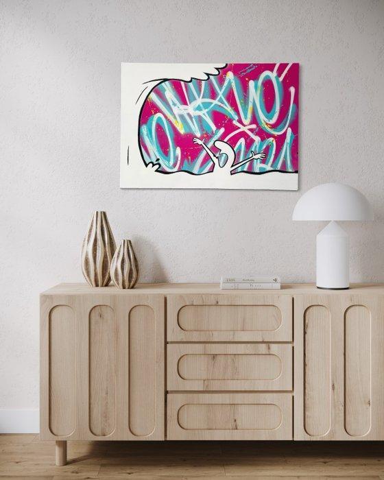 AIIROH - La Linea - Wave [100% handmade], Antiek en Kunst, Kunst | Schilderijen | Modern