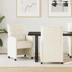 vidaXL Eetstoelen met wielen 2 pcs Crème 58 x 67 x 97 cm, Huis en Inrichting, Verzenden, Nieuw