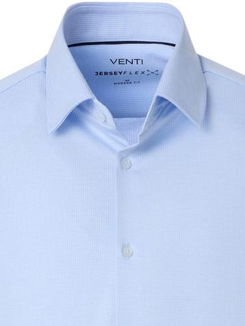 Venti Jerseyflex Overhemd Blauw Gewerkt Modern Fit beschikbaar voor biedingen