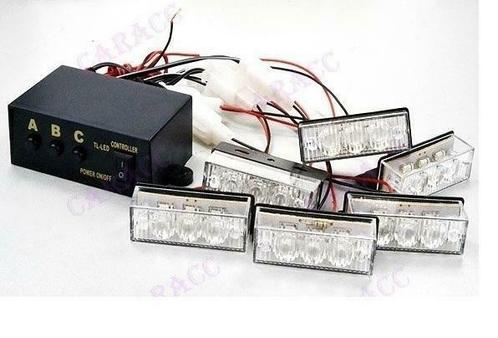 WIT 6 X 3 LED Flash zwaailicht 12V - flitser, Auto-onderdelen, Verlichting, Verzenden