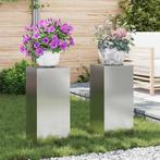 vidaXL Plantenkasten 2 pcs Zilver 24 x 24 x 55 cm, Verzenden, Nieuw