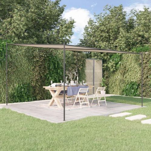 vidaXL Prieel 4x4 m 180 g/m² stof en staal beige, Tuin en Terras, Partytenten, Nieuw, Verzenden