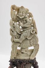 Wise man on Buddhist lion - Jade - China - 20e eeuw, Antiek en Kunst