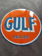 Gulf - Gulf dealer oil Tankstelle enamel sign Emailschild, Antiquités & Art