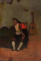 Antonio Pérez Rubio (1822-1888) - El guitarrista, Antiek en Kunst