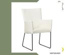 Leren eetkamerstoel Mate met armleuning - Hermes Bianco, Huis en Inrichting, Stoelen, Wit, Nieuw, Ophalen of Verzenden, Eén