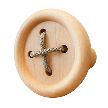 Grappige houten knoop-/wandhaak (met veters, grijs) beschikbaar voor biedingen