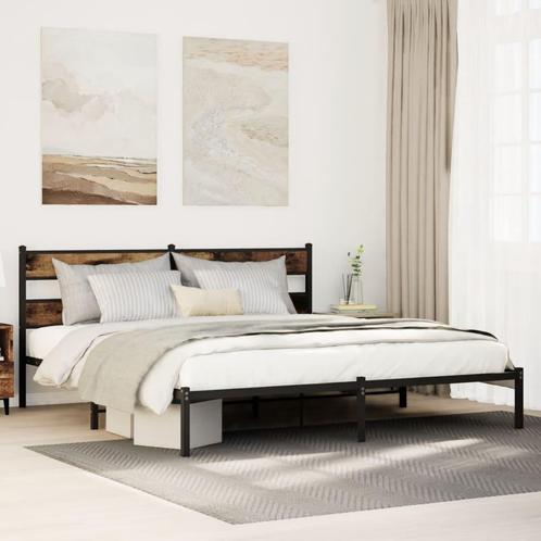 vidaXL Bedframe zonder matras metaal gerookt eikenkleurig, Huis en Inrichting, Slaapkamer | Bedden, Nieuw, Verzenden