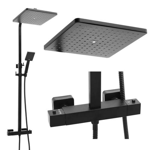 Doucheset zwart - met Regendouche 30cm - en Thermostaatkraan, Doe-het-zelf en Bouw, Sanitair, Nieuw, Ophalen of Verzenden
