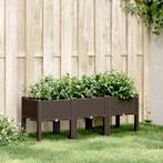 vidaXL Plantenbak met poten 120x40x42 cm polypropeen bruin, Tuin en Terras, Bloempotten, Verzenden, Nieuw