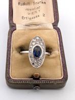 Ring - 18 karaat Witgoud - 1.24ct. tw. Saffier - Diamant, Nieuw