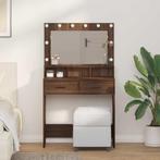 vidaXL Make-up Tafel met LED Verlichting - Bruin Eiken,, Verzenden, Nieuw