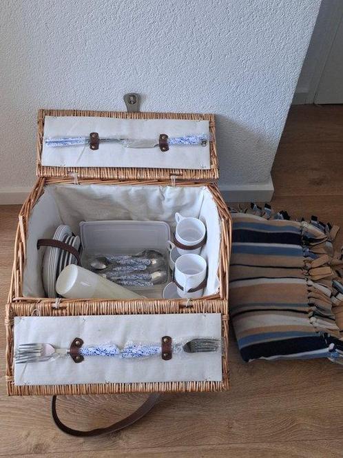 Picknickmand - picknickmand - Aardewerk, Leder, riet, Antiek en Kunst, Curiosa en Brocante