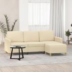 vidaXL Driezitsbank met voetenbank 180 cm stof crèmekleurig, Huis en Inrichting, Verzenden, Nieuw