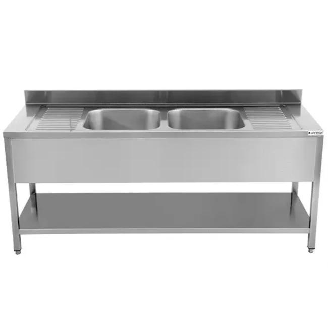 Spoeltafel | ECO | RVS | 2 Spoelbakken (Midden) +, Zakelijke goederen, Horeca | Keukenapparatuur, Nieuw in verpakking, Verzenden