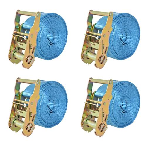 vidaXL Spanbanden 2 ton 6mx38mm blauw 4 st, Doe-het-zelf en Bouw, IJzerwaren en Bevestigingsmiddelen, Nieuw, Verzenden