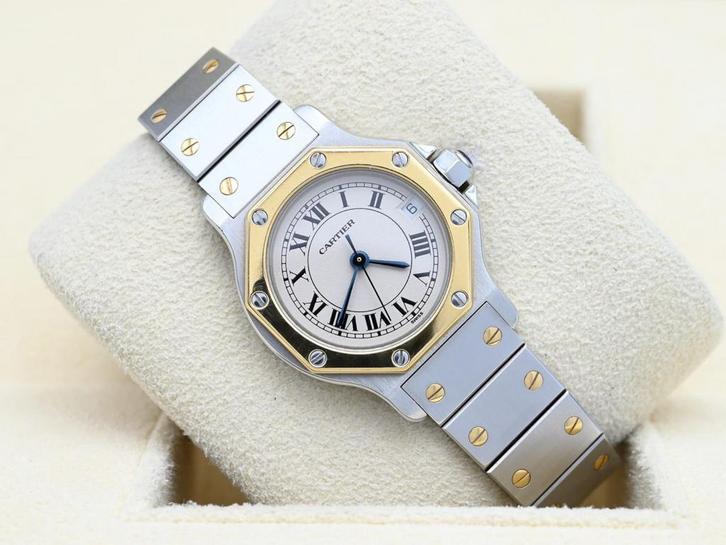 Cartier Santos Ref. 187903 Year 1990s (Box), Handtassen en Accessoires, Horloges | Dames, Goud, Zo goed als nieuw, Goud, Overige merken