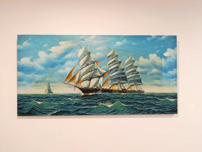 John Ambrose (1931-2010) - Velero en alta mar, Antiek en Kunst, Kunst | Schilderijen | Klassiek