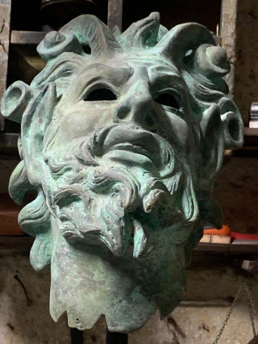 sculptuur, TESTA DI FAUNO IN GESSO - 15 cm - Gips, Was, Hars, Antiek en Kunst, Antiek | Keramiek en Aardewerk