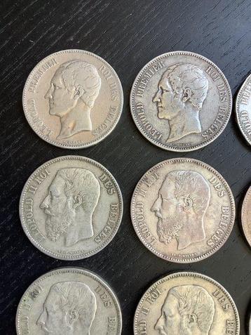 Belgique. Léopold II. 5 Francs 1849-1876, 13 stuks (Sans