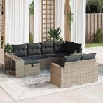 vidaXL 10-delige Loungeset met kussens poly rattan grijs, Verzenden, Nieuw, Loungeset
