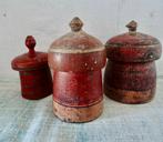 Set van 3 Tika-dozen - Hout - India - circa 1940, Antiek en Kunst