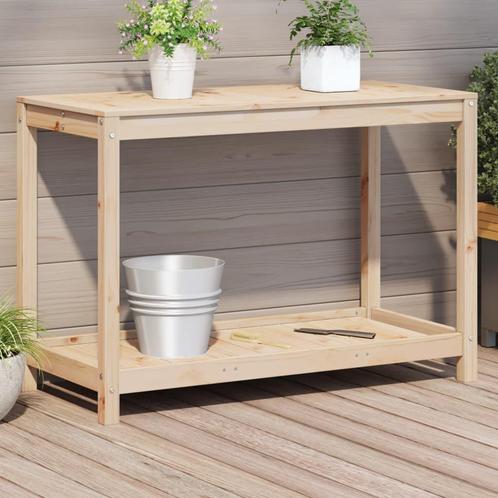 vidaXL Oppottafel met schap 108x50x75 cm massief grenenhout, Tuin en Terras, Bloembakken en Plantenbakken, Nieuw, Verzenden
