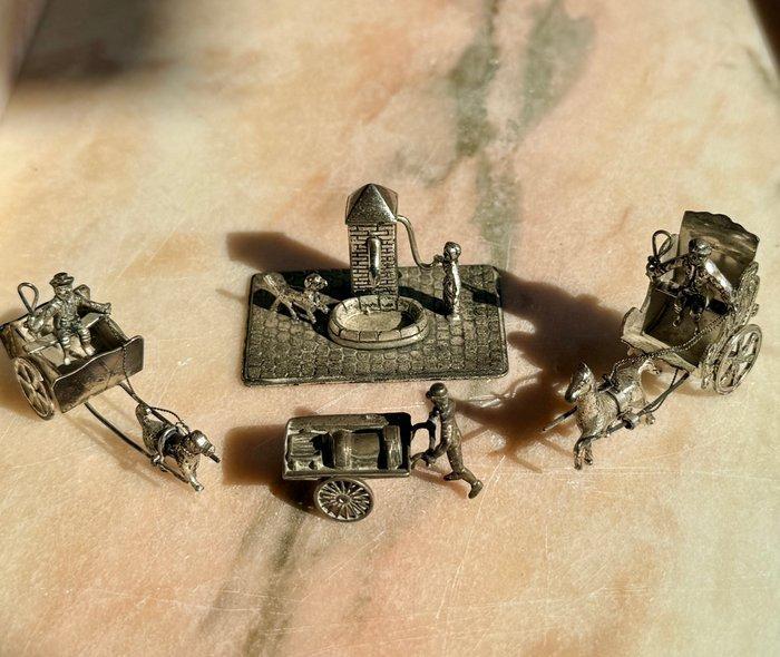 Miniatuur beeldje - Zilveren miniaturen (4) - .835 zilver,, Antiek en Kunst, Antiek | Zilver en Goud