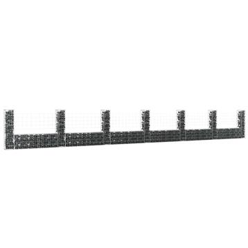 vidaXL Schanskorf U-vormig met 7 palen 740x20x100 cm ijzer, Verzenden