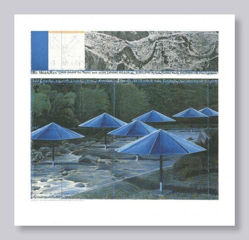 Christo (1935-2020) - The Umbrellas Japan - USA, Antiek en Kunst, Kunst | Tekeningen en Fotografie