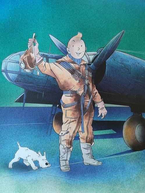 Pascal Somon - Hommage à Hergé numérotée et signée - Jaren, Antiek en Kunst, Kunst | Tekeningen en Fotografie