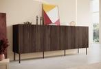 Meubella Dressoir 200x42x81 Donkerbruin eiken | Opbergkast, Verzenden, Nieuw, 25 tot 50 cm, 200 cm of meer