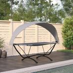 vidaXL Loungebed met luifel staal en oxford stof grijs, Tuin en Terras, Ligbedden, Verzenden, Nieuw