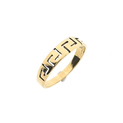 Vintage gouden ring met meander patroon (heren sieraad), Handtassen en Accessoires, Ringen, Dame of Heer, Overige kleuren, 19 tot 20