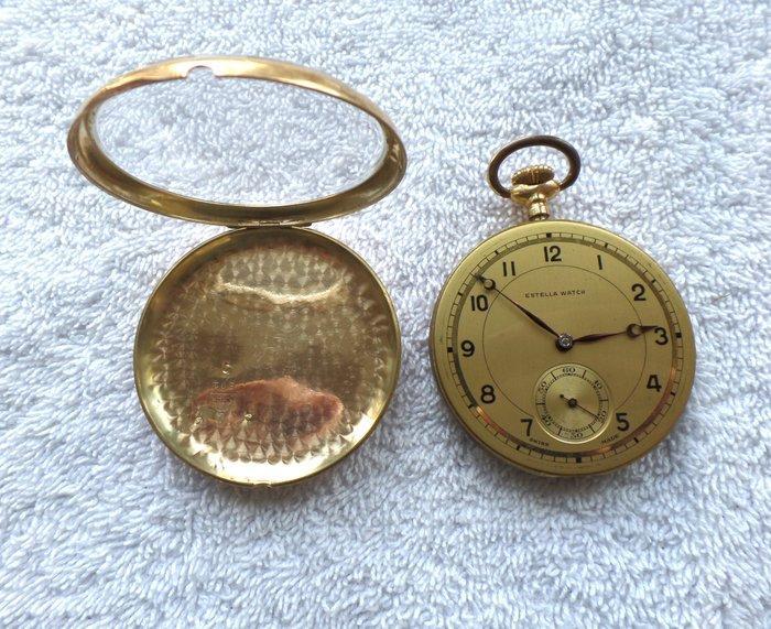 Estella Swiss made - Gouden zakhorloge - 1950-1959, Handtassen en Accessoires, Horloges | Heren