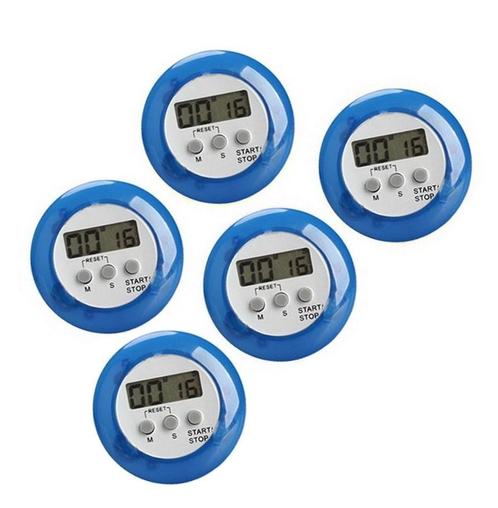 Set van 5 digitale timers, kookwekkers (alarmklok) blauw, Doe-het-zelf en Bouw, Gereedschap | Overige machines, Nieuw, Verzenden