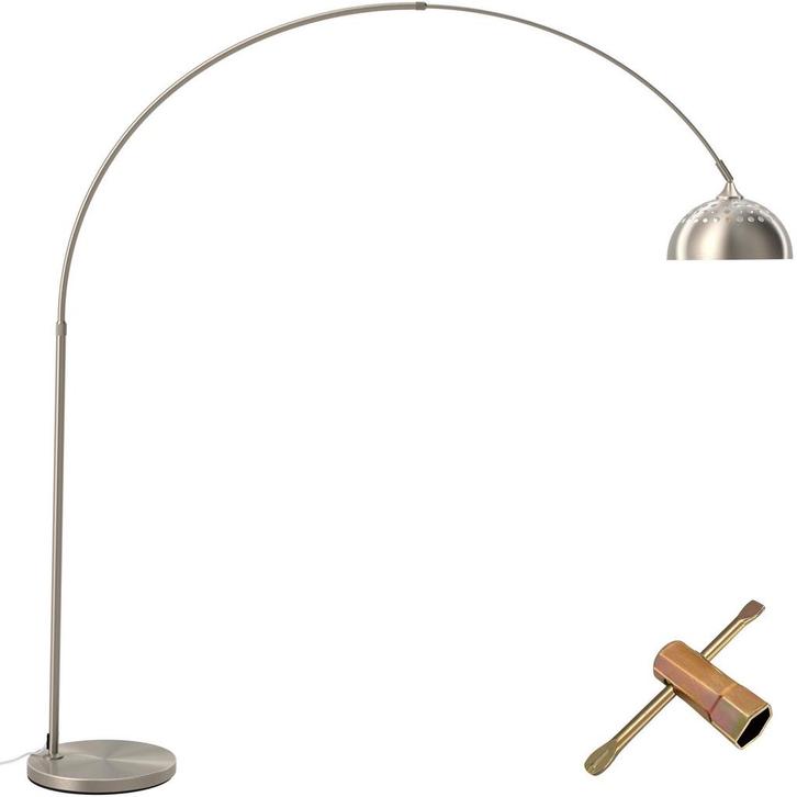 tectake Booglamp Arcus, staal, retro-stijl, 60W - Mat nikkel, Huis en Inrichting, Lampen | Overige, Verzenden