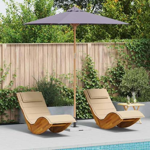 vidaXL Donkergrijze Tuinparasol 240 x 260 cm van Bamboe, Tuin en Terras, Parasols, Nieuw, Verzenden