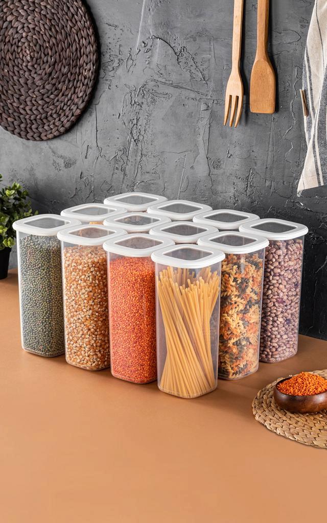 Set van 12 bewaarbakjes Kara | Heritage, Huis en Inrichting, Keuken | Tupperware, Wit, Nieuw, Verzenden