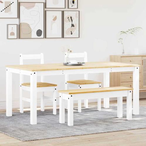 vidaXL 4-delige Eetset Panama massief grenenhout wit, Huis en Inrichting, Complete eetkamers, Nieuw, Verzenden