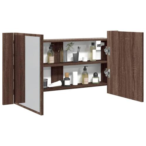 vidaXL Badkamerkast met spiegel en LED 90x12x45 acryl, Huis en Inrichting, Tafels | Kaptafels, Nieuw, Verzenden