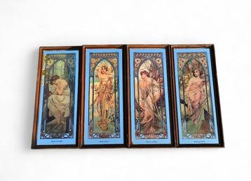 Alphonse Mucha (after) - Wandspiegel (4) - Glas, Hout - De beschikbaar voor biedingen