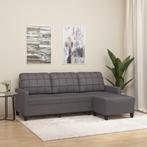 vidaXL Driezitsbank met voetenbank 180 cm kunstleer grijs, Huis en Inrichting, Verzenden, Nieuw