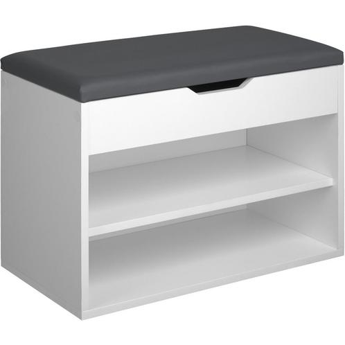 tectake Schoenenkast Jasmina met zitkussen 60x30x43,5cm - wi, Huis en Inrichting, Kasten | Schoenenkasten, Verzenden