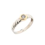 Bicolor gouden solitair ring met zirconia (witgoud), Handtassen en Accessoires, Ringen, Gebruikt, Overige kleuren, Ophalen of Verzenden