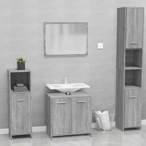 vidaXL Badkamermeubelset bewerkt hout grijs sonoma, Huis en Inrichting, Badkamer | Badkamermeubels, Nieuw, Verzenden