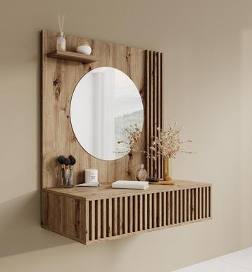 Meubella | Kaptafel eiken Make-up tafel 85 cm Met lade, Verzenden